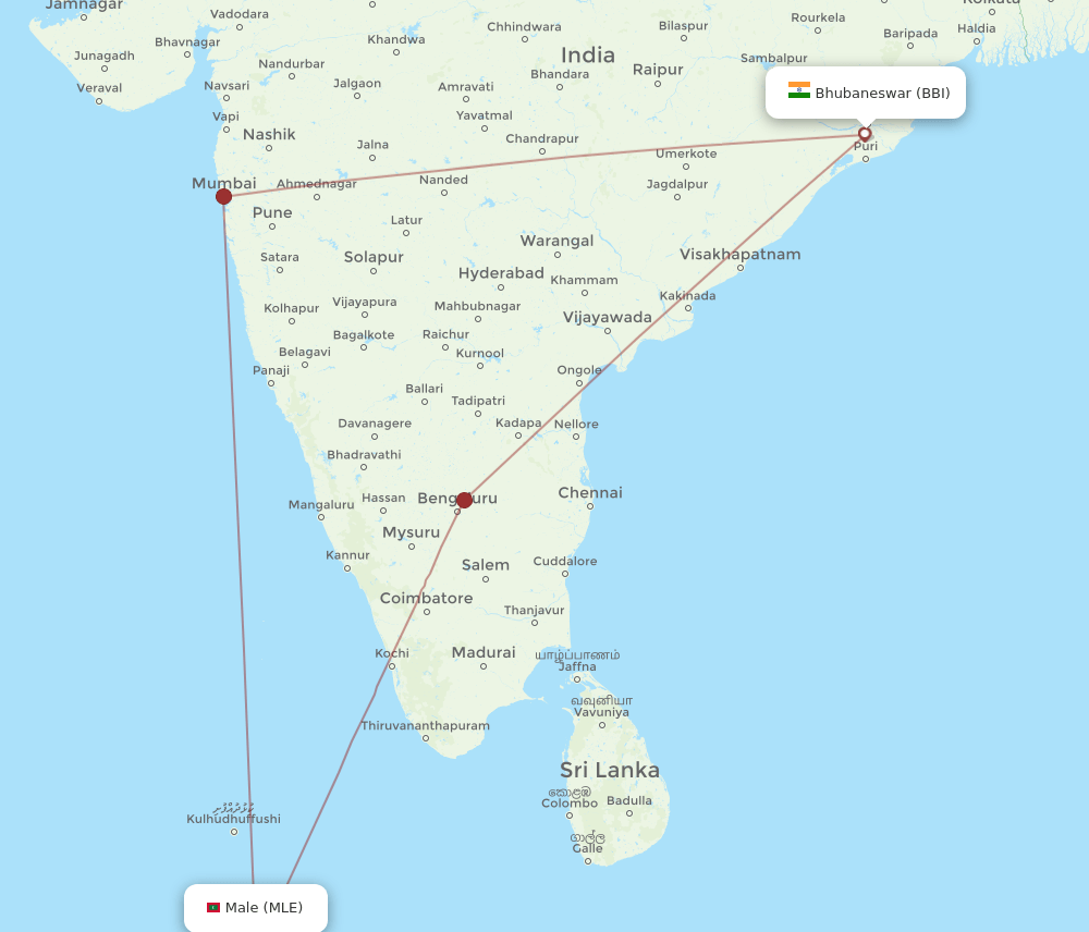 MLE-BBI flight routes