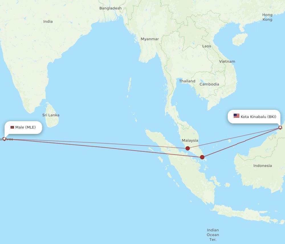 MLE-BKI flight routes