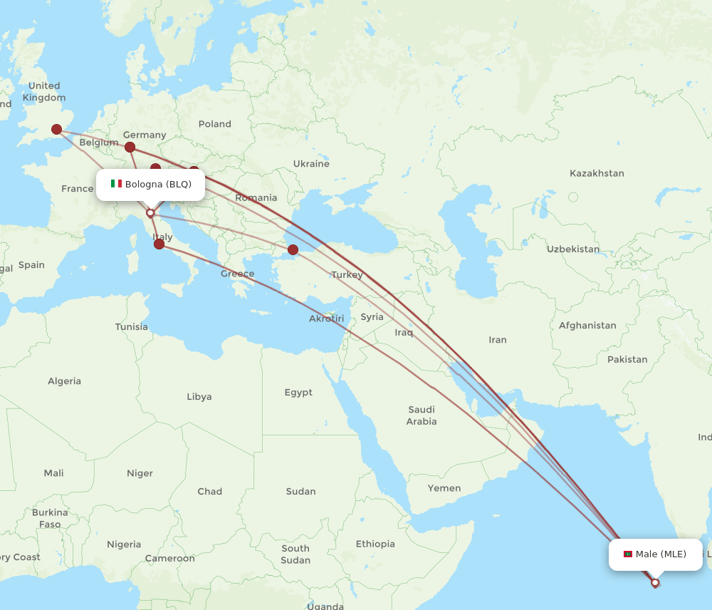 MLE-BLQ flight routes