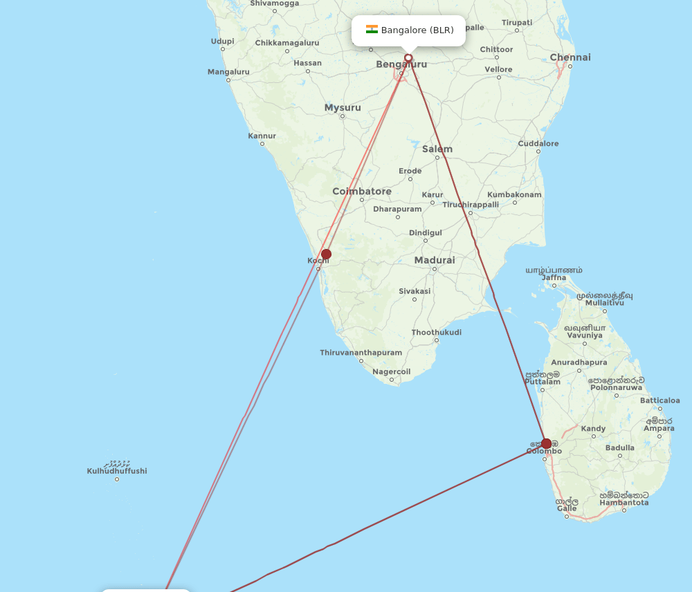 MLE-BLR flight routes