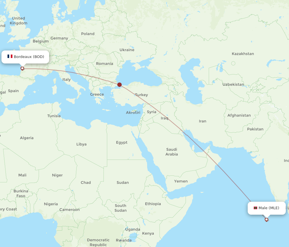 MLE-BOD flight routes