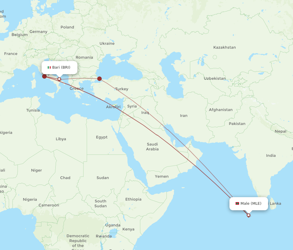 MLE-BRI flight routes