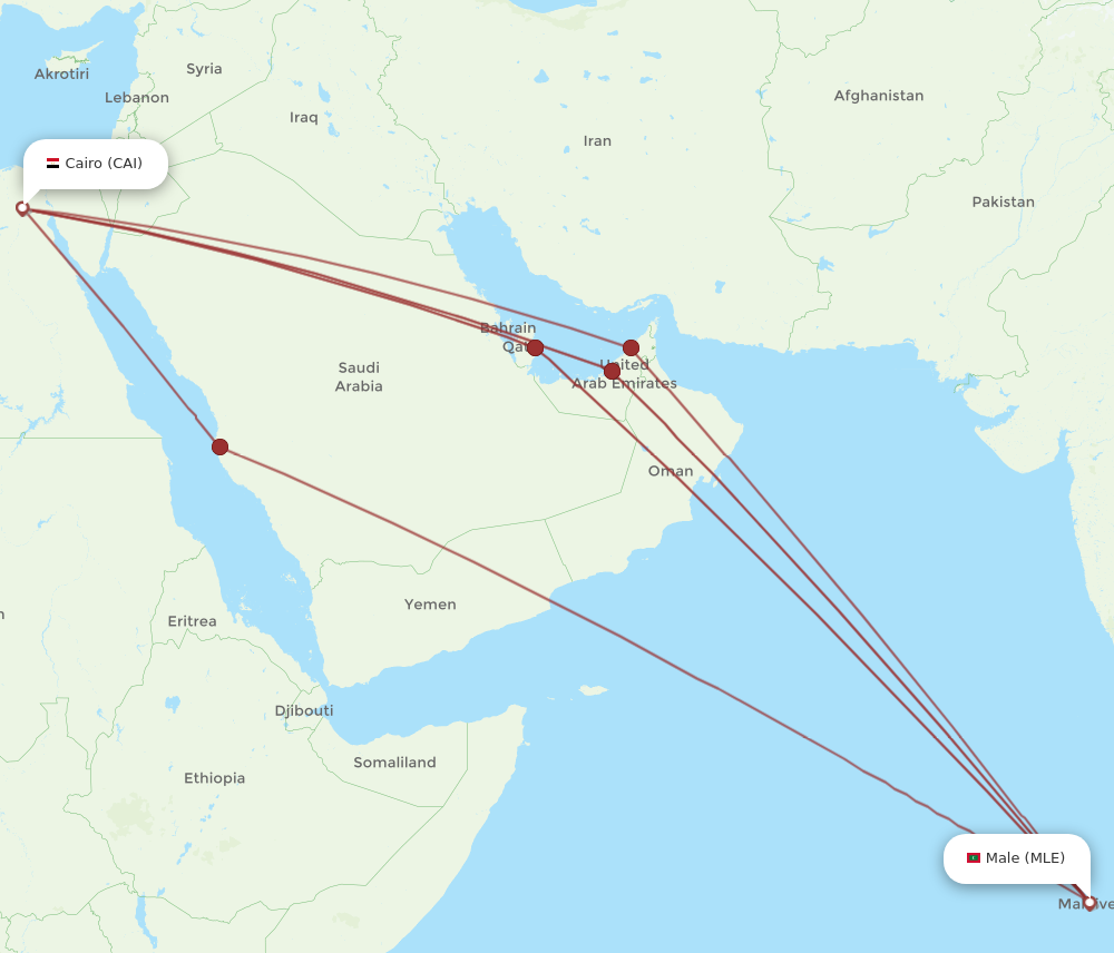 MLE to CAI flights and routes map