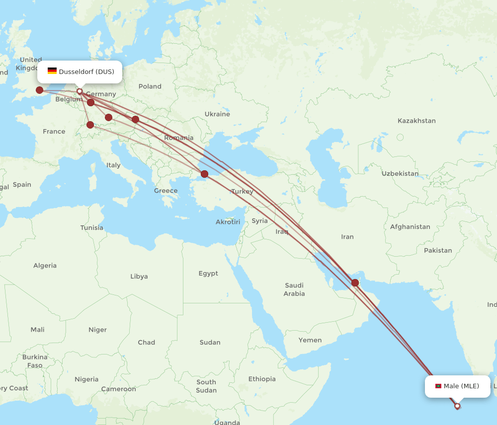 MLE-DUS flight routes