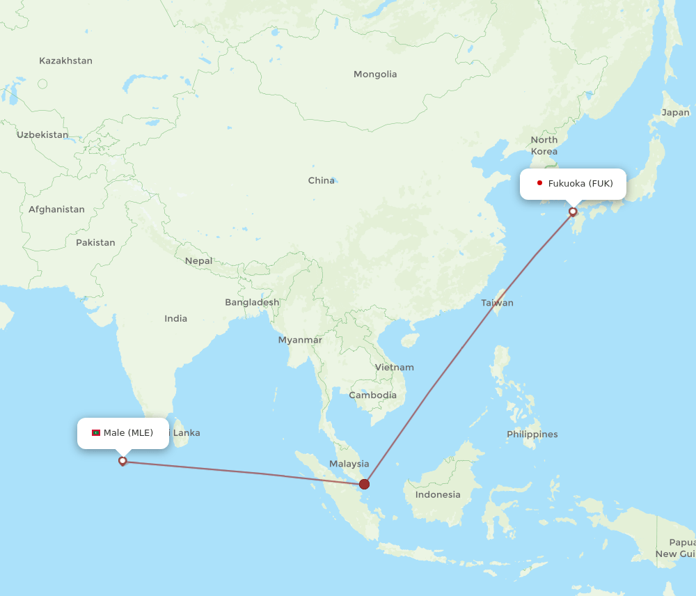 MLE to FUK flights and routes map