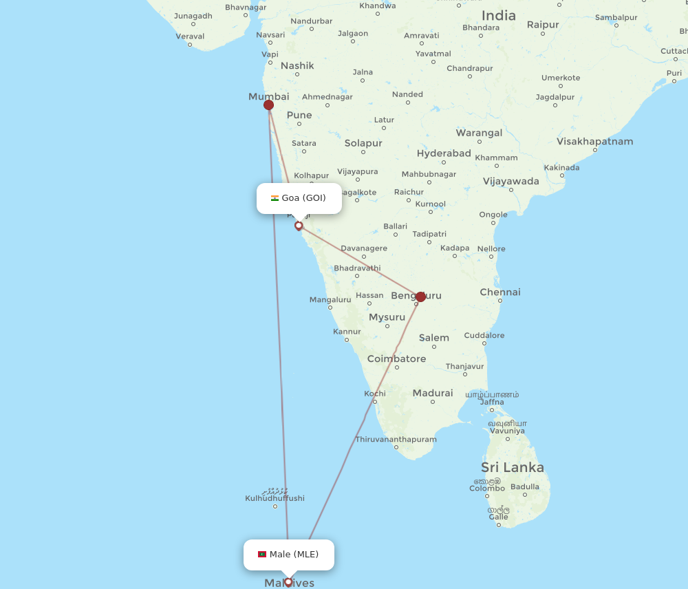 MLE to GOI flights and routes map