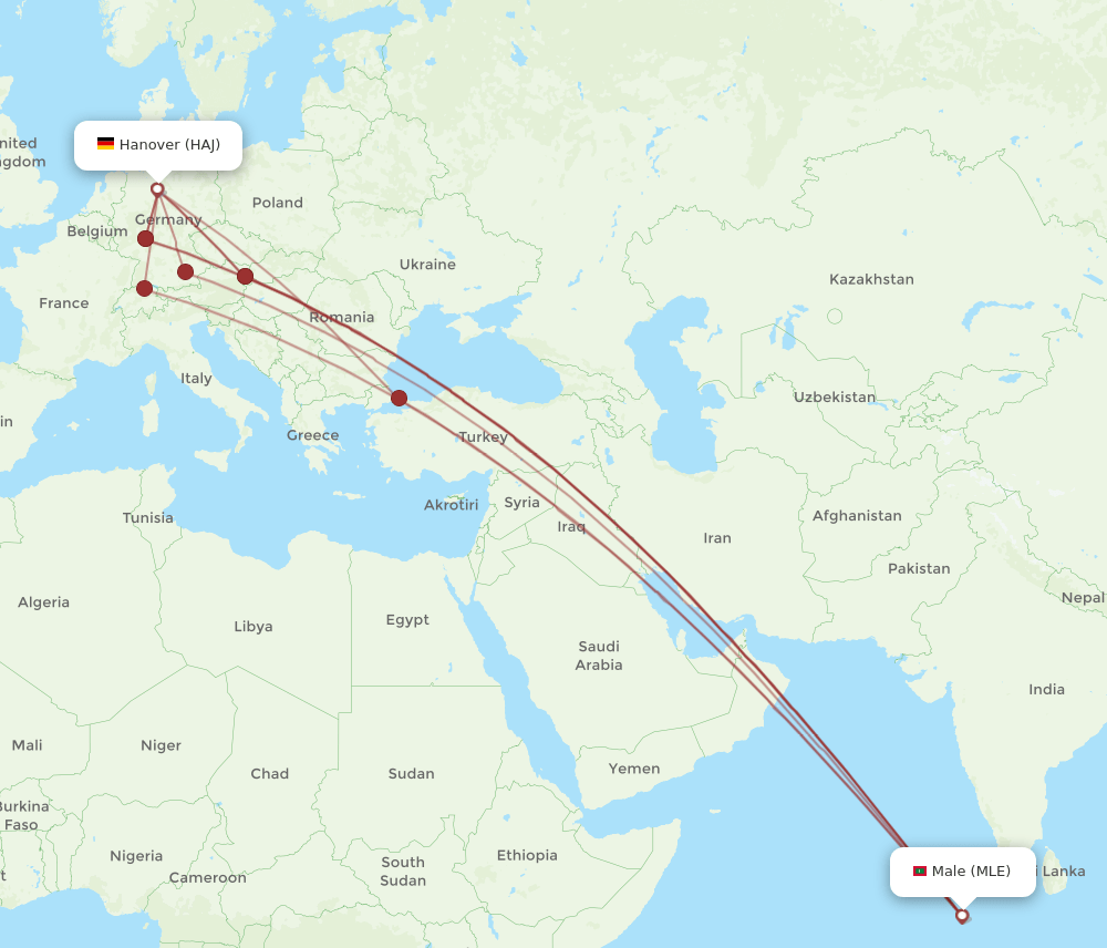 MLE-HAJ flight routes