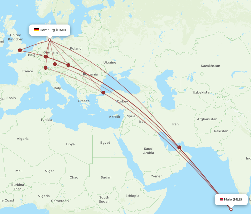MLE-HAM flight routes