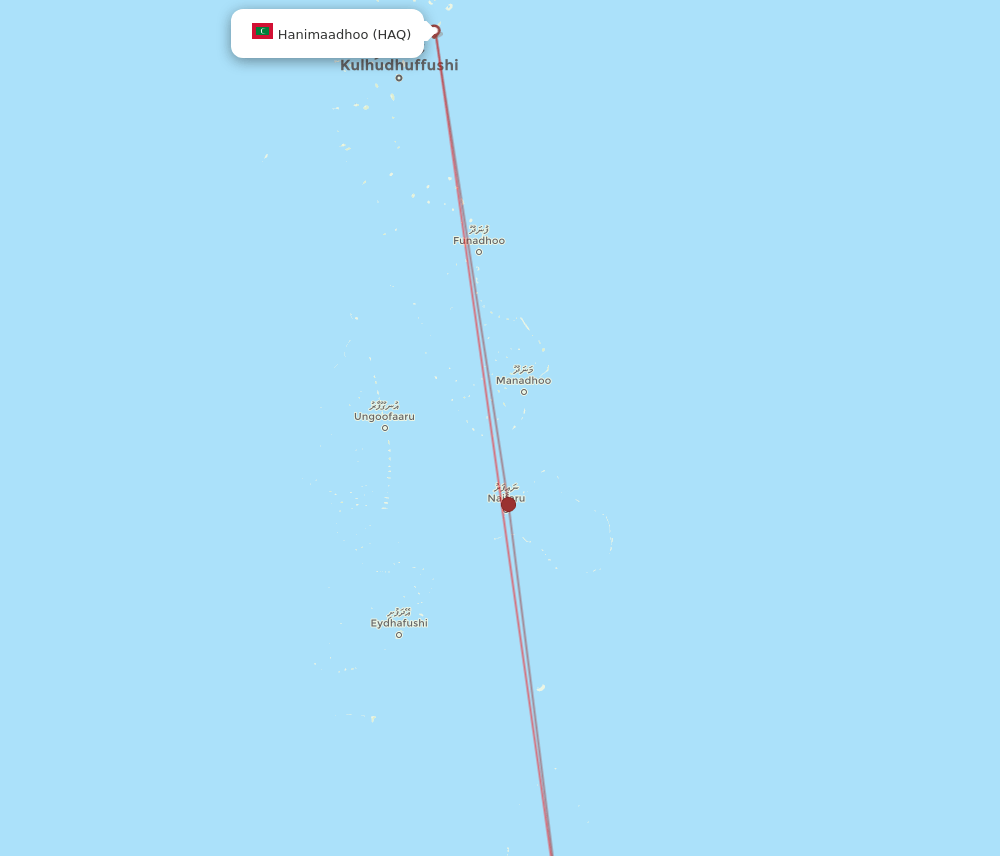 Male - Hanimaadhoo route map and flight paths