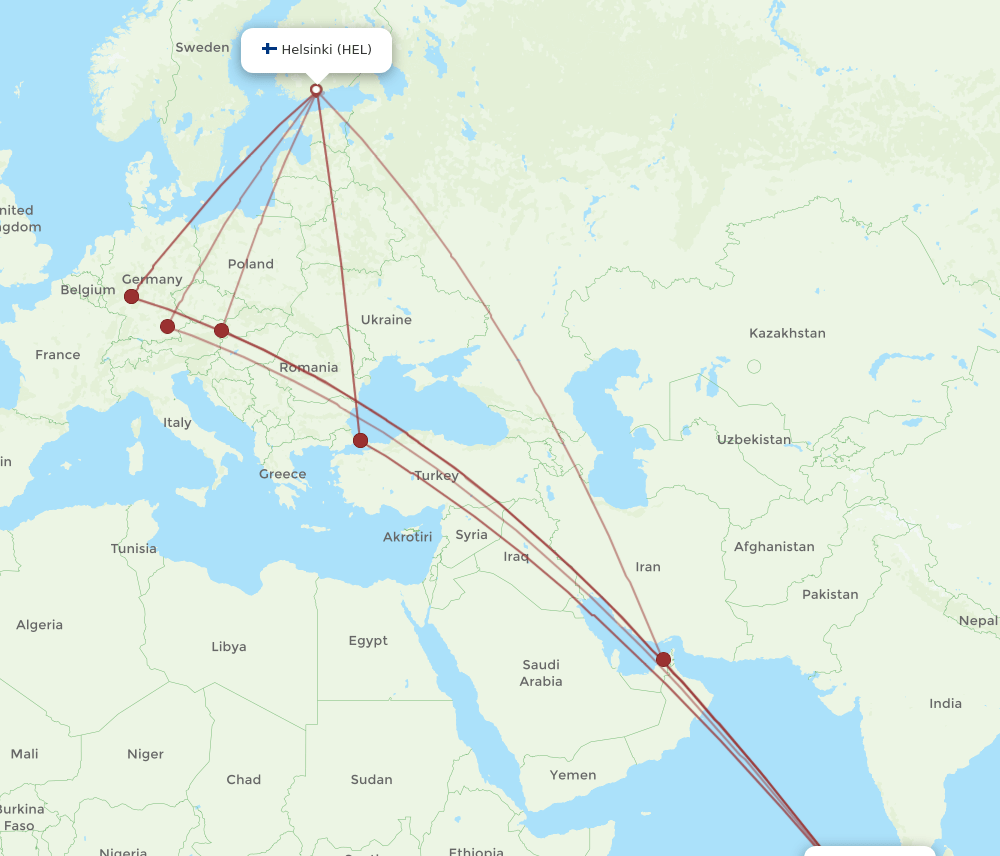 MLE-HEL flight routes
