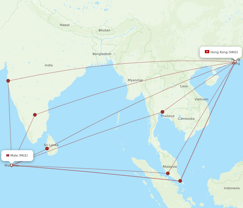 MLE-HKG flight routes