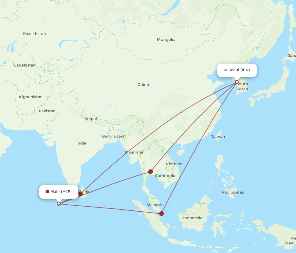 MLE-ICN flight routes