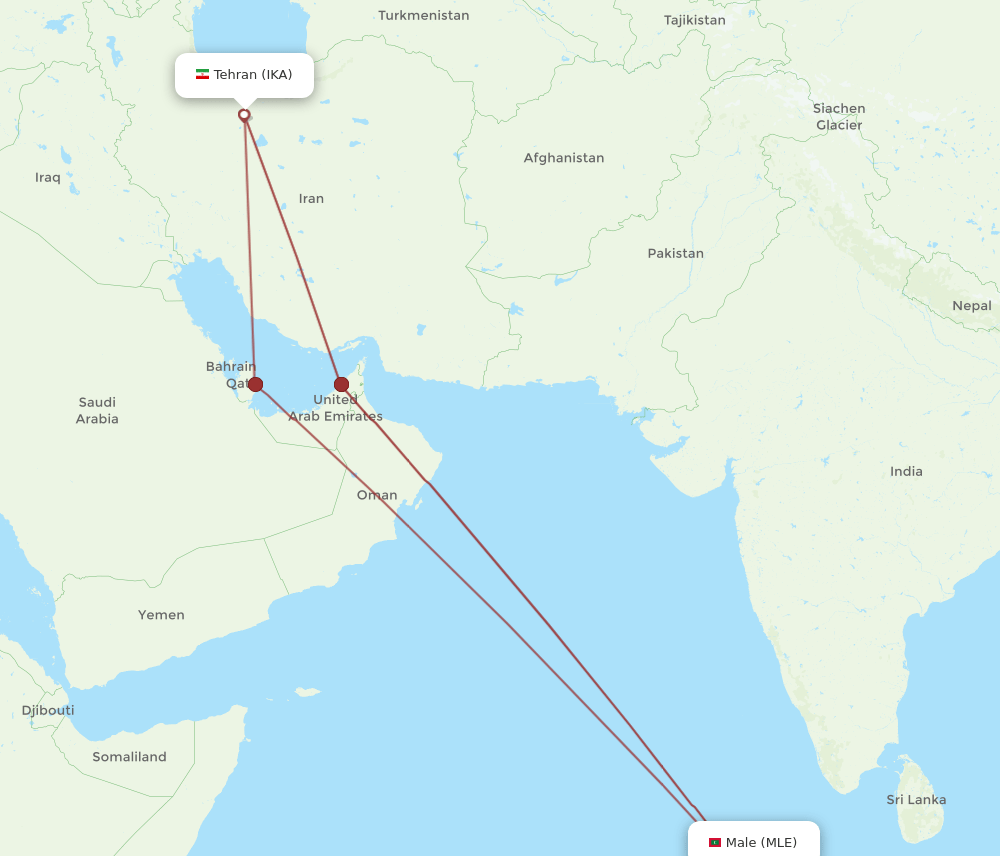 MLE-IKA flight routes