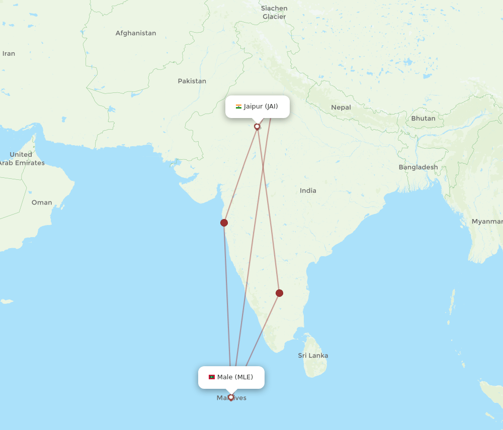 MLE-JAI flight routes