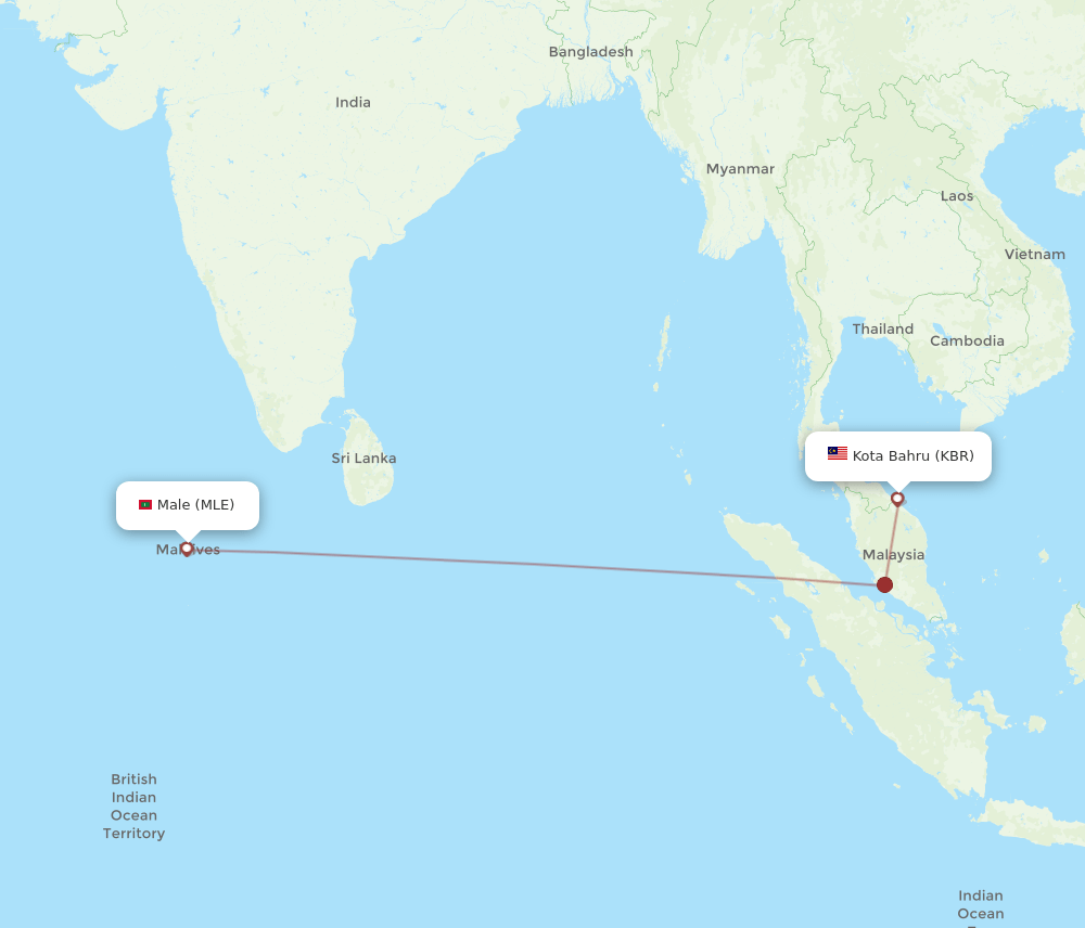 MLE-KBR flight routes