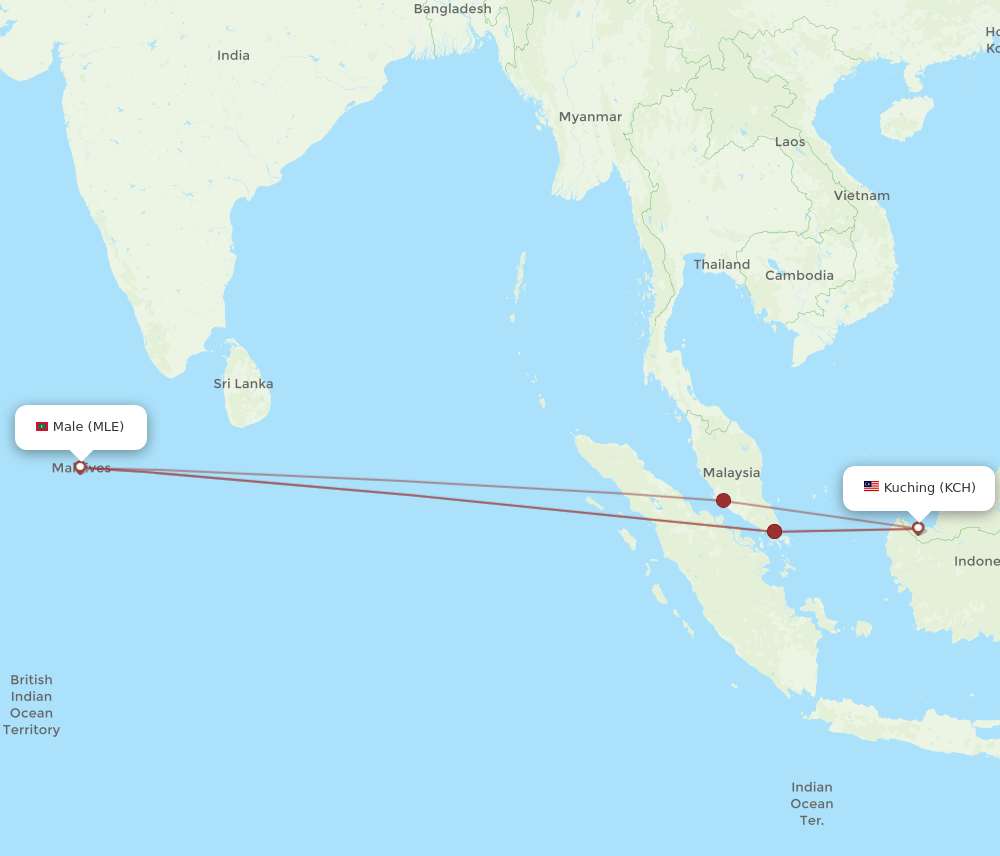 MLE-KCH flight routes