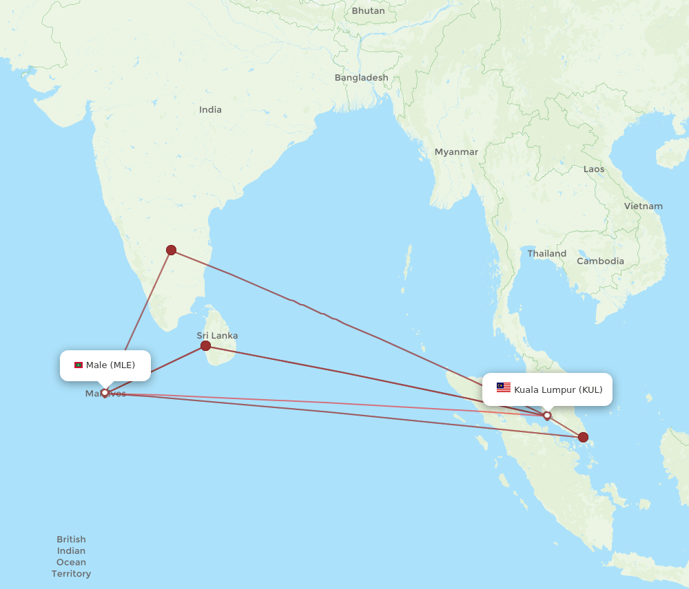 MLE-KUL flight routes
