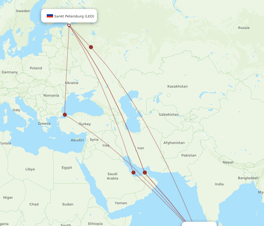 MLE-LED flight routes