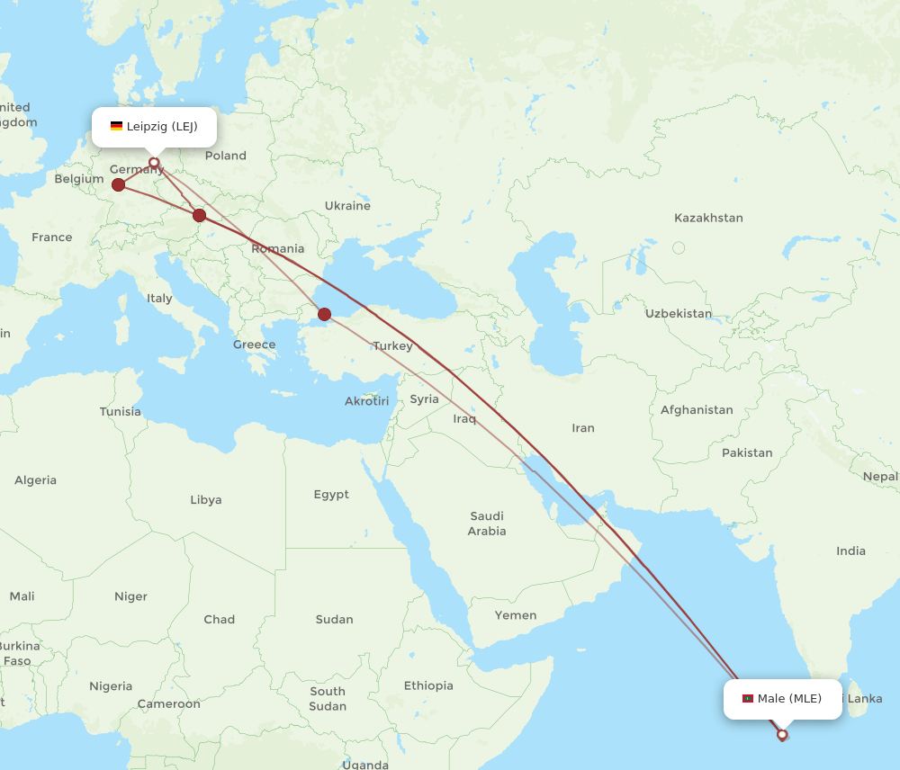 MLE-LEJ flight routes