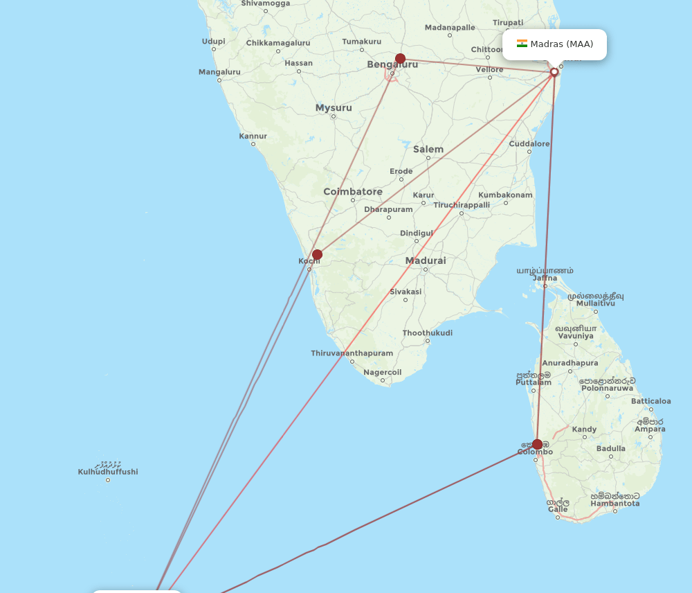MLE-MAA flight routes