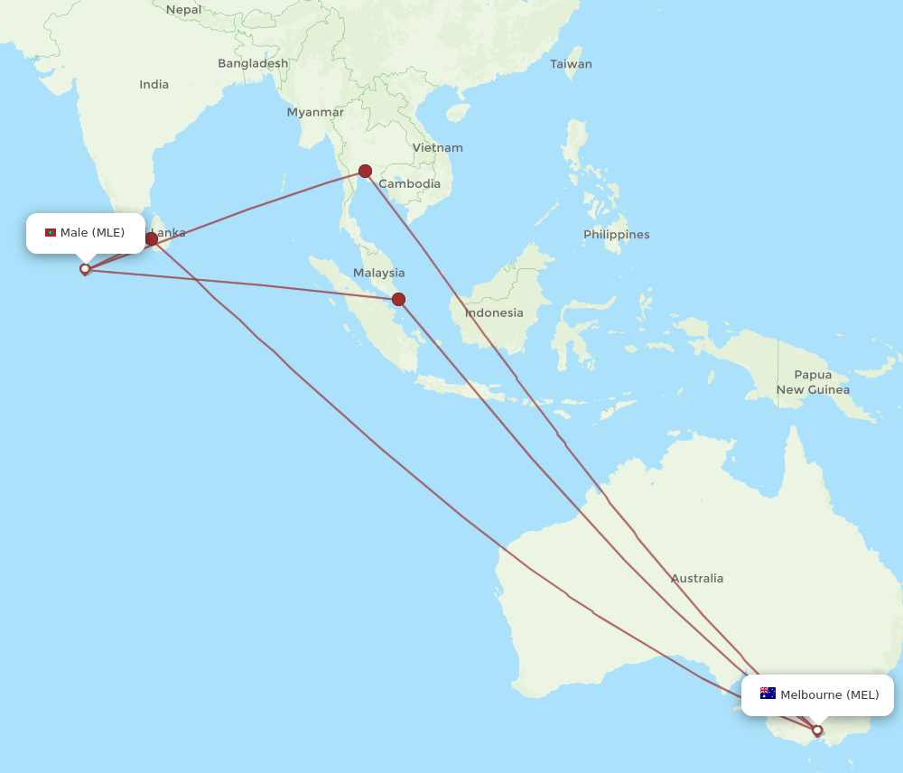 MLE-MEL flight routes