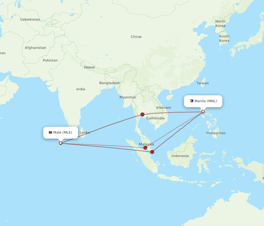 MLE-MNL flight routes
