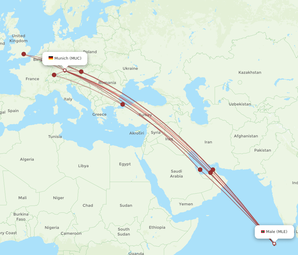 MLE-MUC flight routes