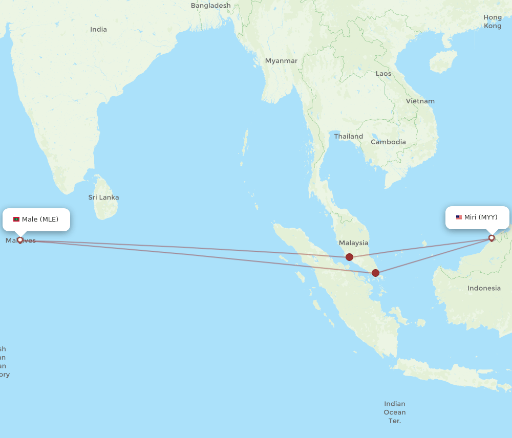 MLE-MYY flight routes