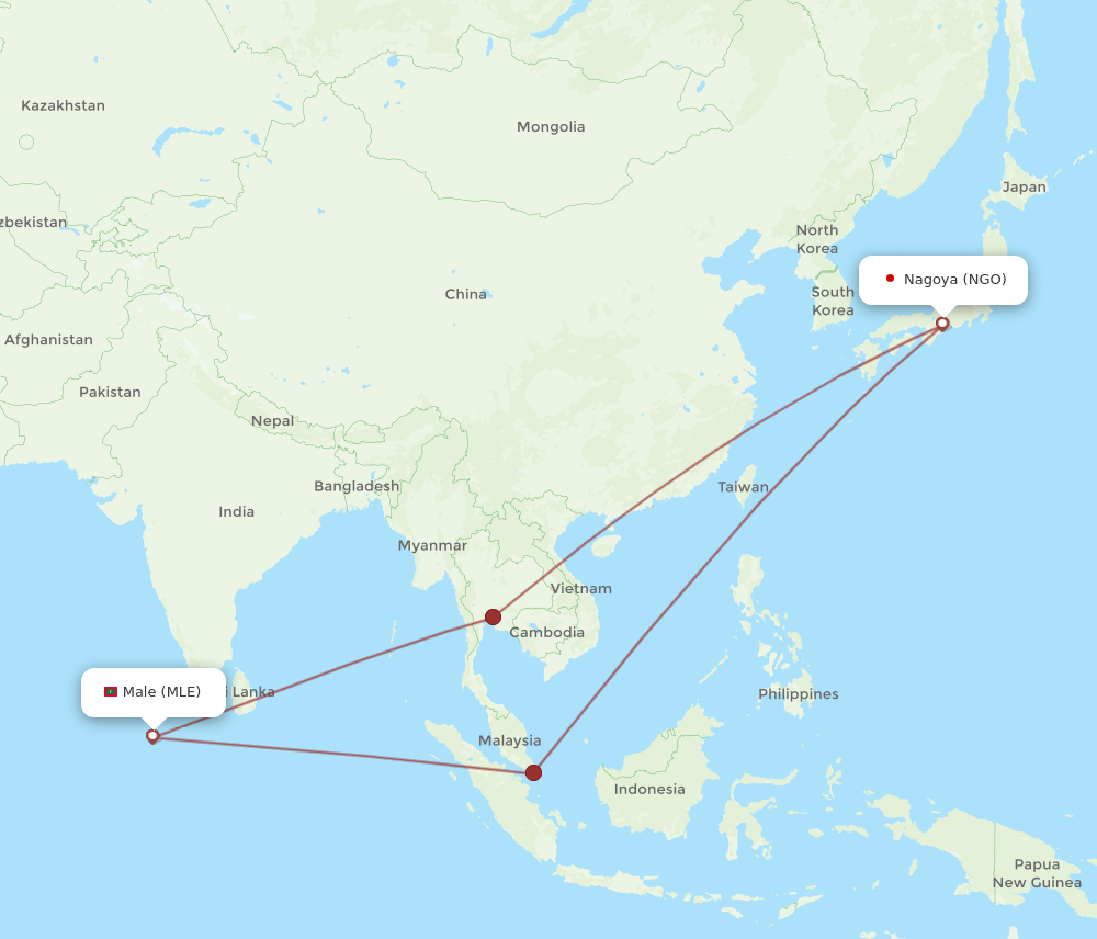 MLE-NGO flight routes