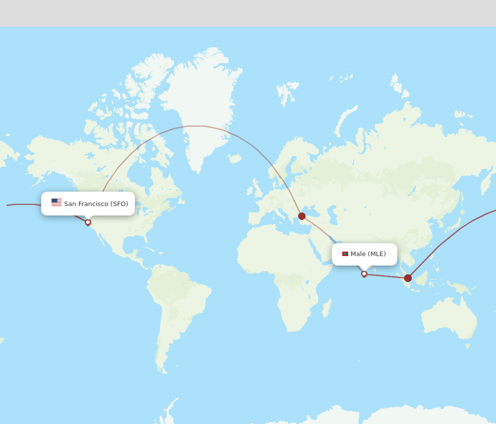 MLE-SFO flight routes