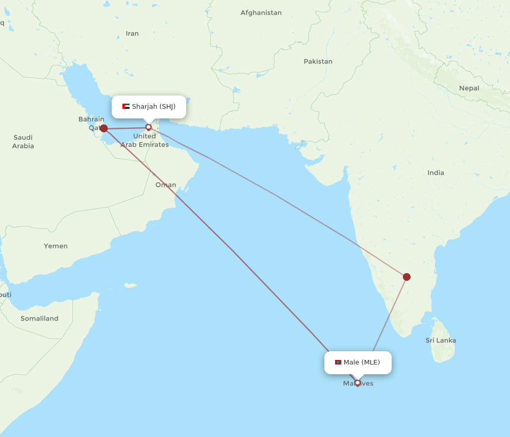MLE-SHJ flight routes