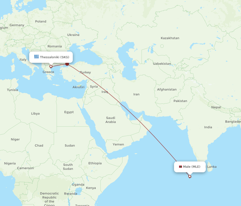 MLE-SKG flight routes