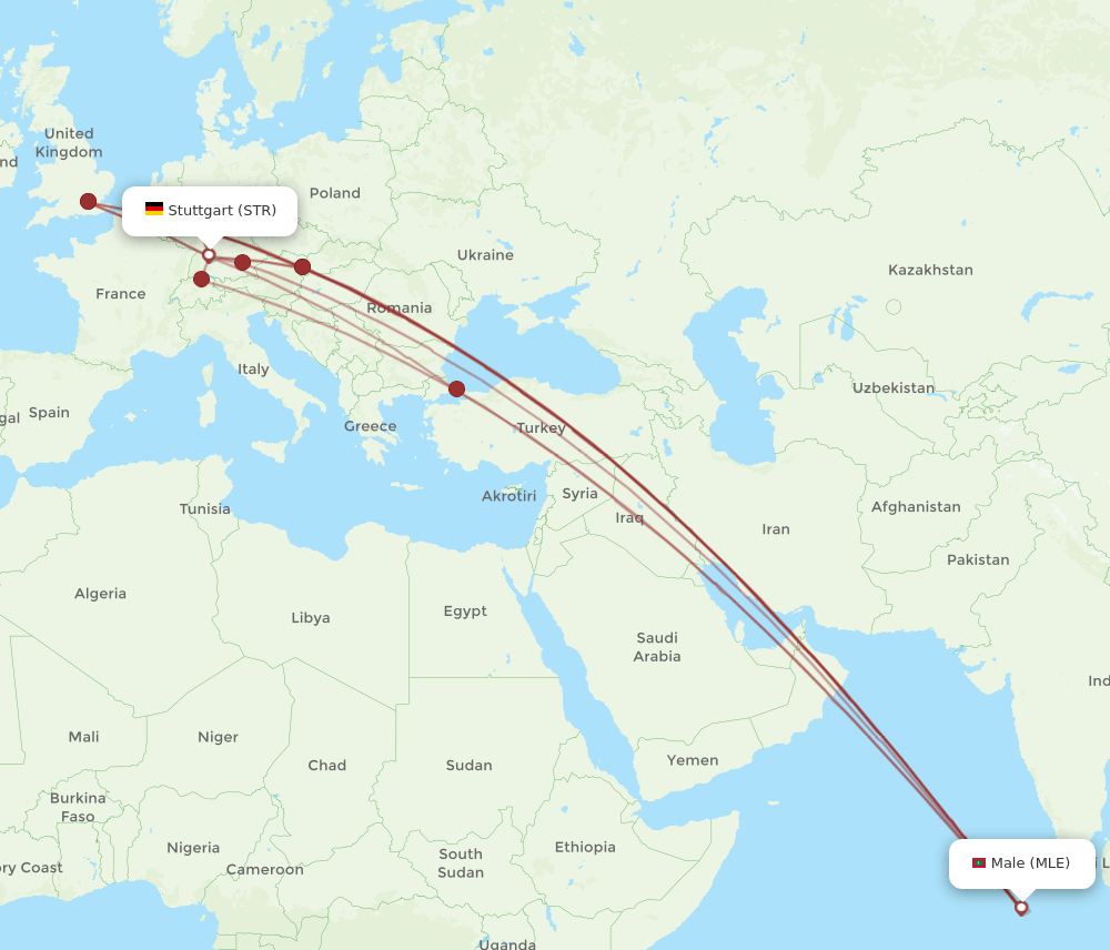 MLE-STR flight routes