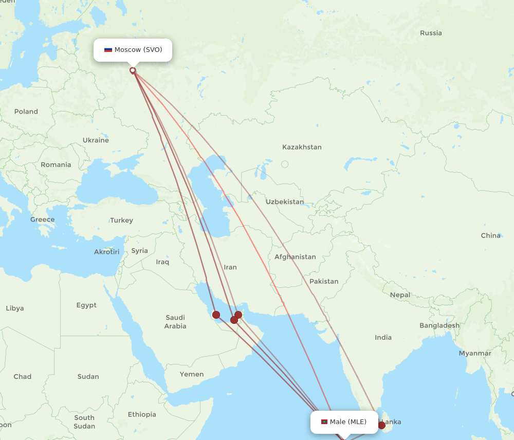 MLE-SVO flight routes