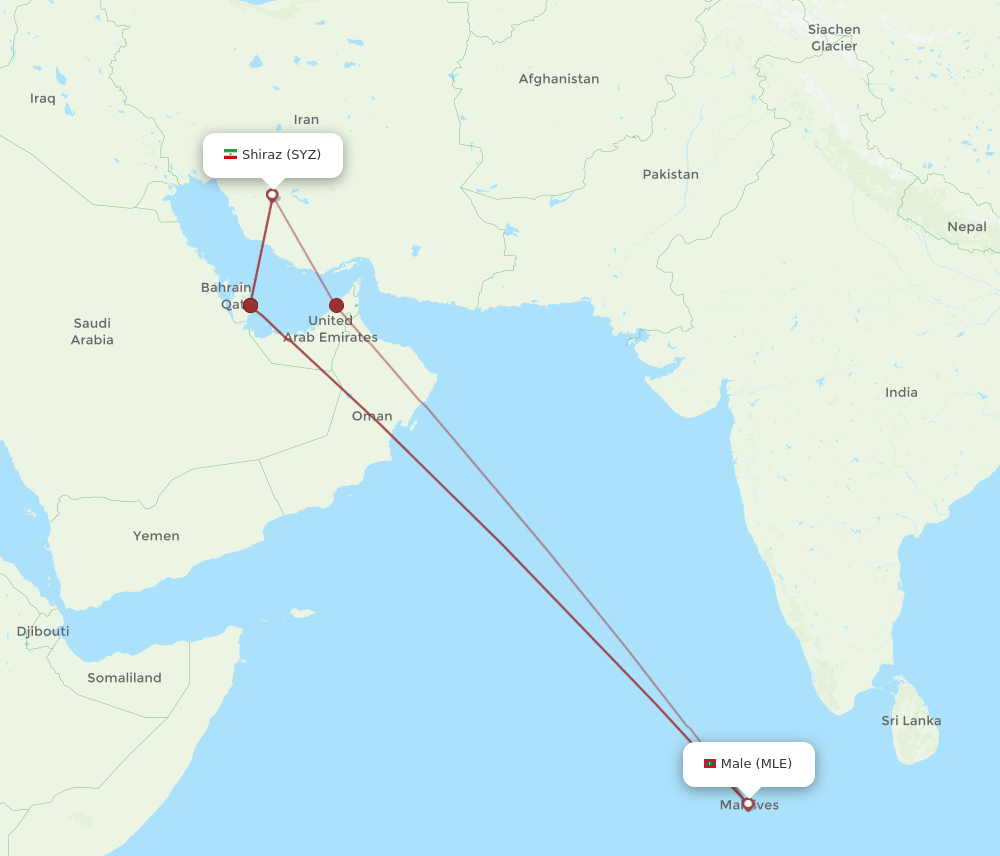 MLE-SYZ flight routes