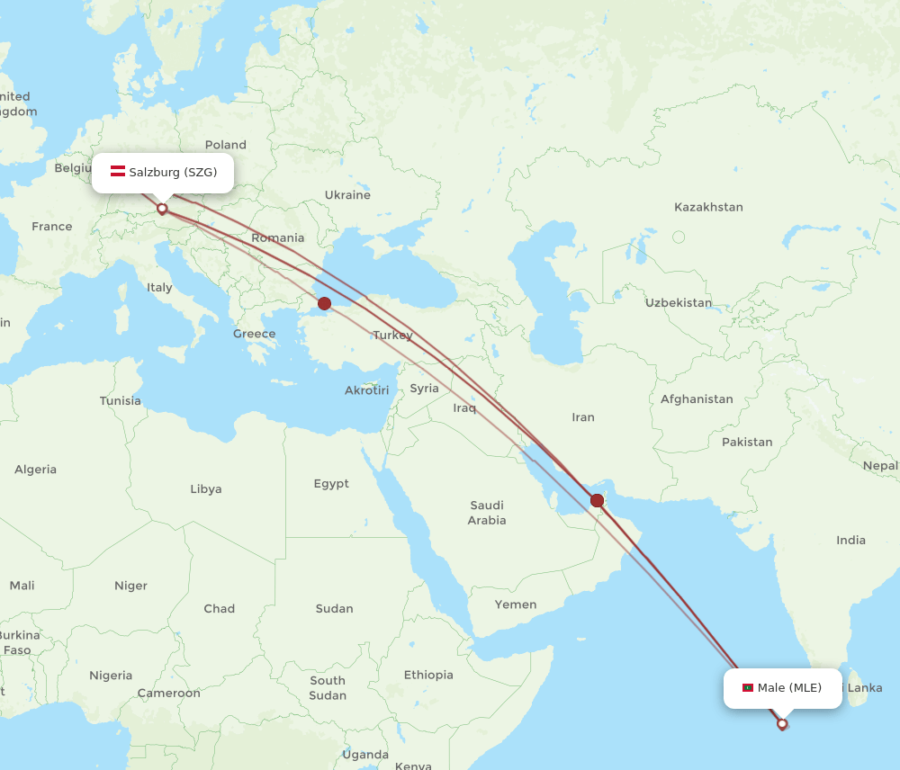 MLE-SZG flight routes