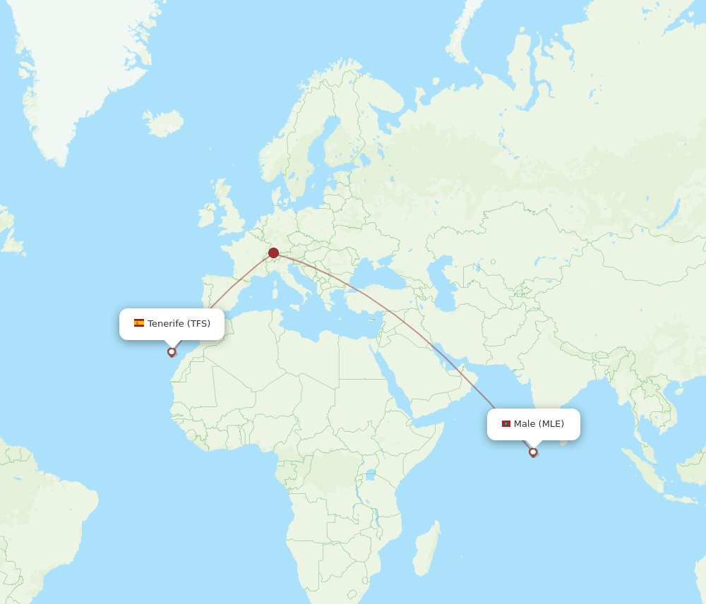 Male - Tenerife route map and flight paths