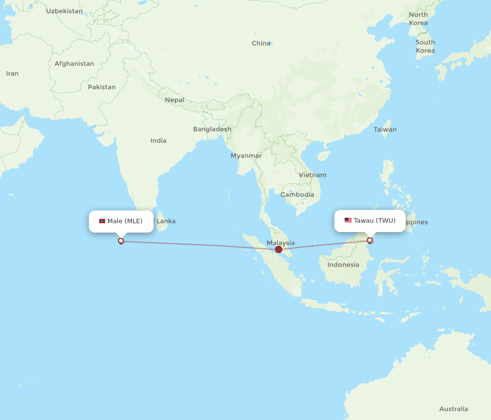 MLE-TWU flight routes