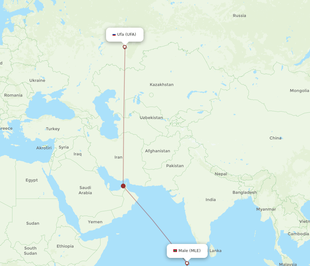 MLE-UFA flight routes