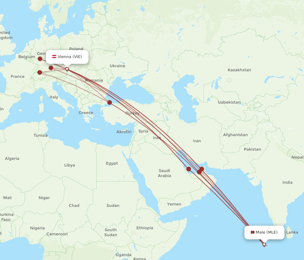 MLE-VIE flight routes