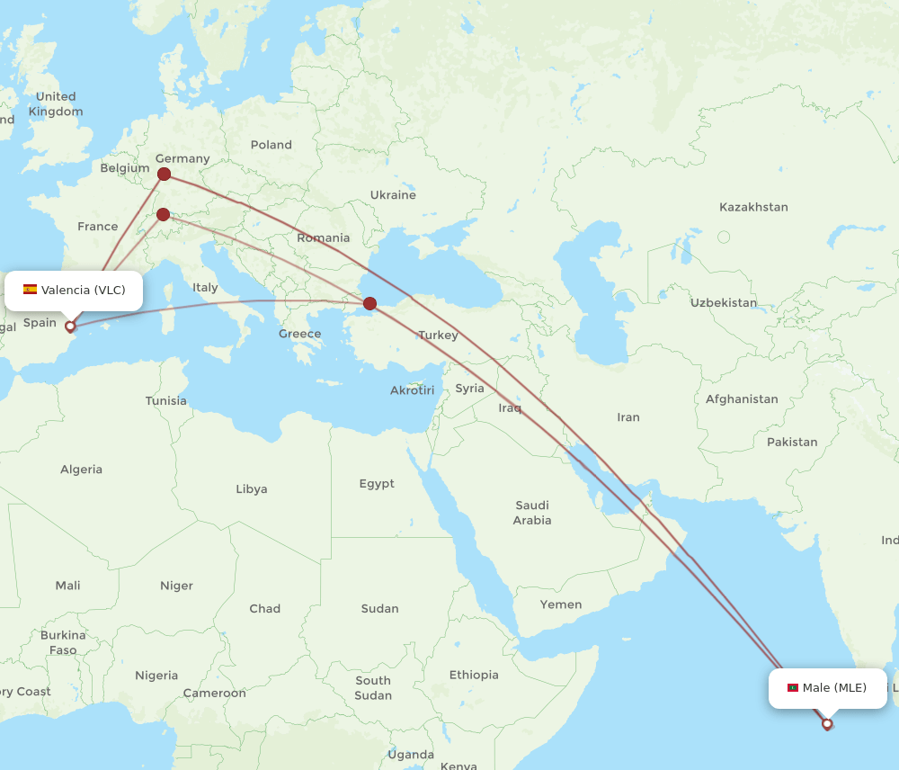 MLE-VLC flight routes