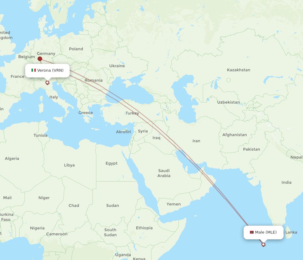 MLE to VRN flights and routes map
