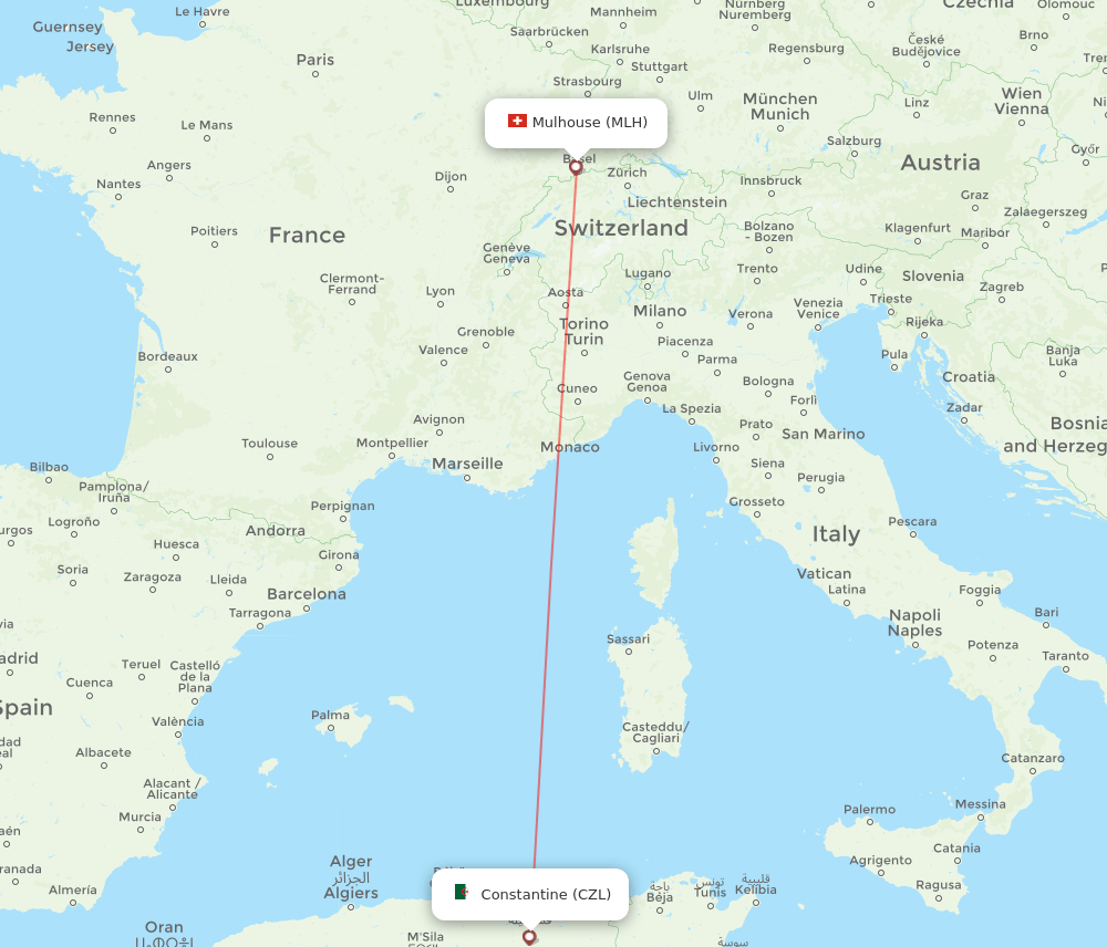 MLH-CZL flight routes