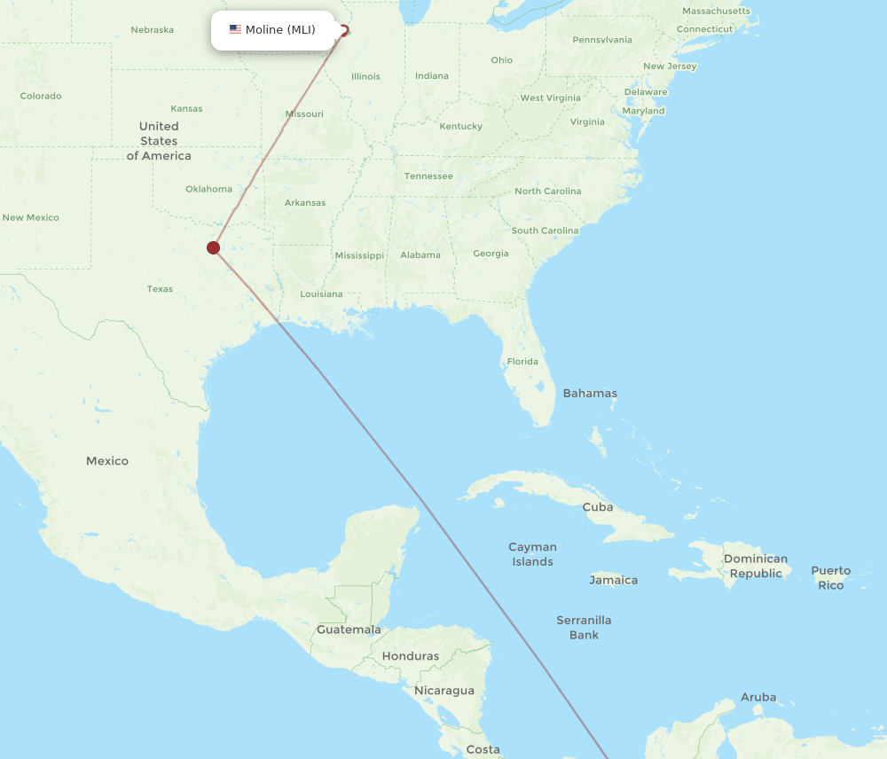 MLI-BOG flight routes