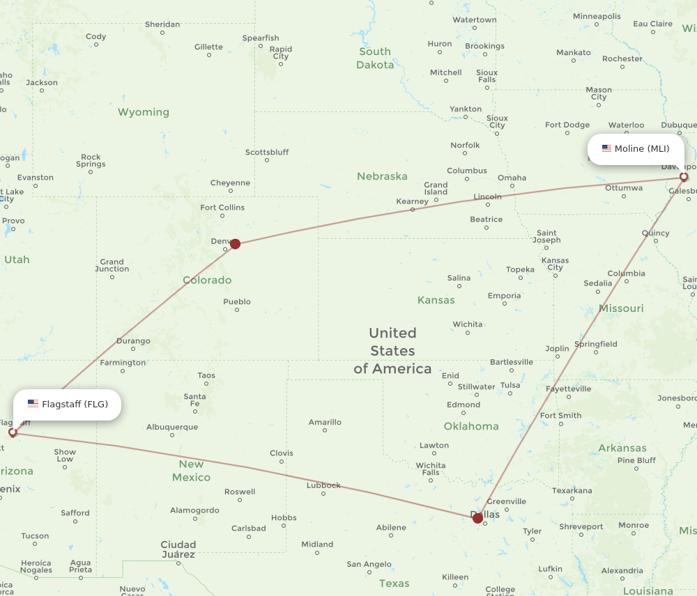 MLI-FLG flight routes