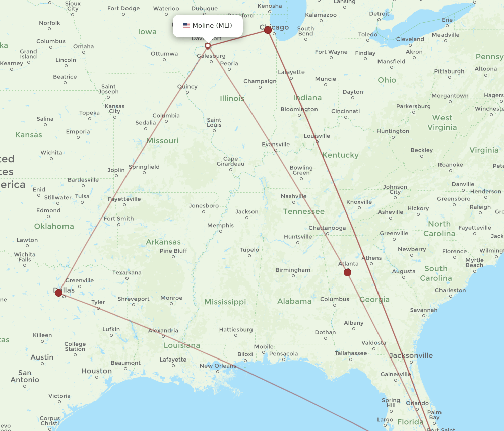 MLI-FLL flight routes