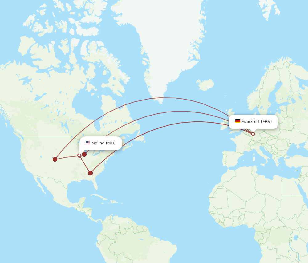 MLI-FRA flight routes