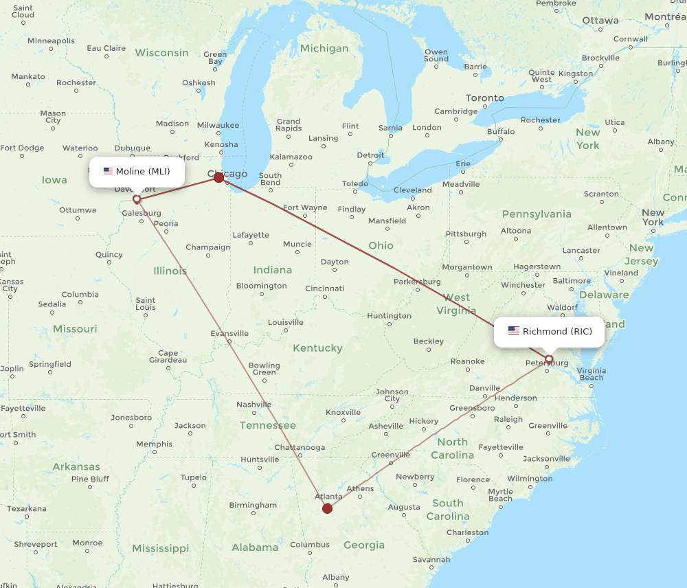 MLI-RIC flight routes