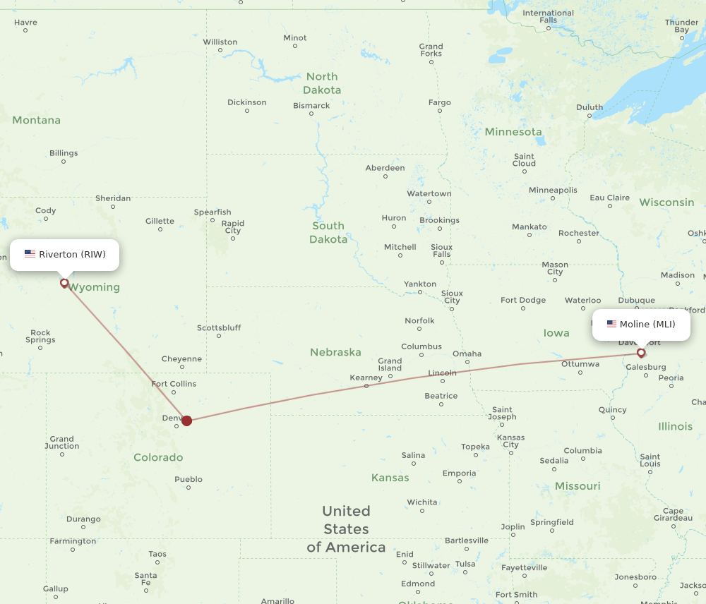MLI-RIW flight routes