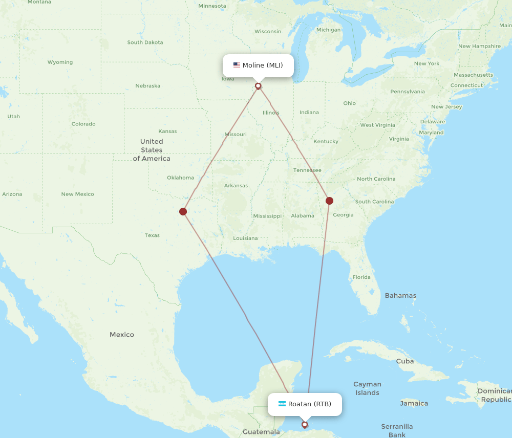 MLI-RTB flight routes
